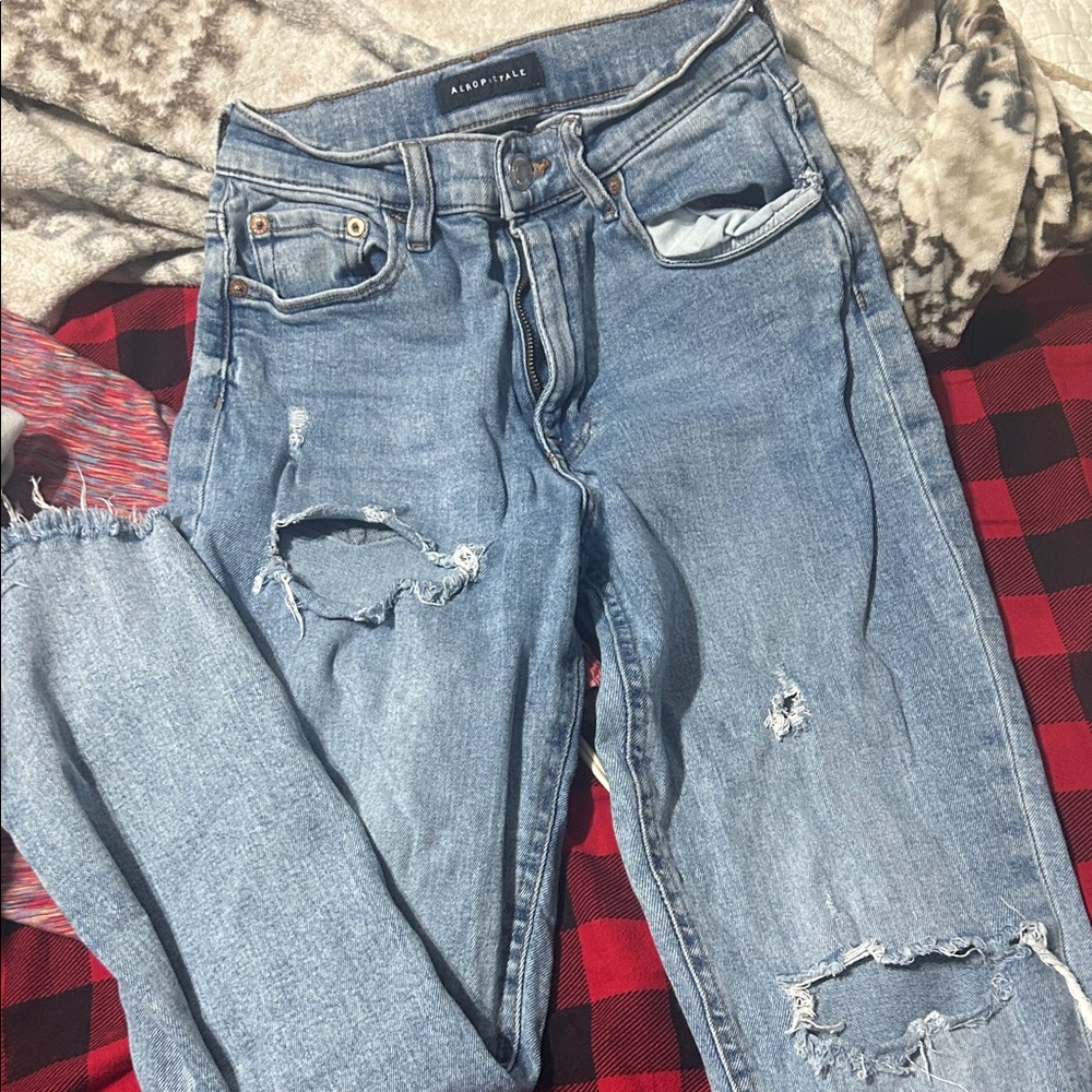Aeropostale Light Blue Distressed Boyfriend Jeans